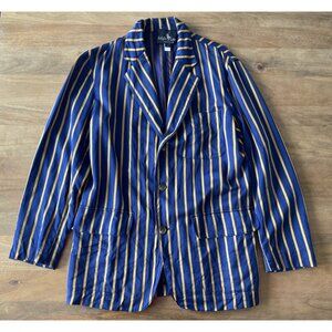 1970s Ralph Lauren Jacket Womens Size 8 Blue/Yellow Striped 100% Cotton USA